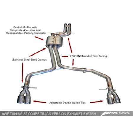 Superjock Diamond Black Tips Track Edition Exhaust System for 2008 Audi B8 S5 4.2L SU3852714